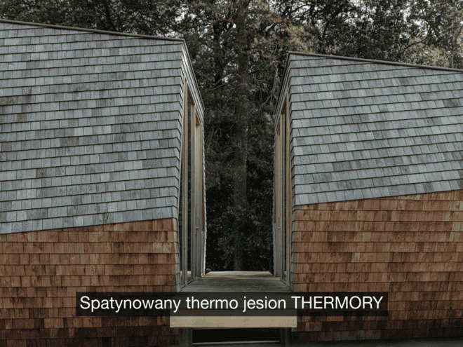 Bezobsługowa elewacja z thermo jesionu THERMORY patyna